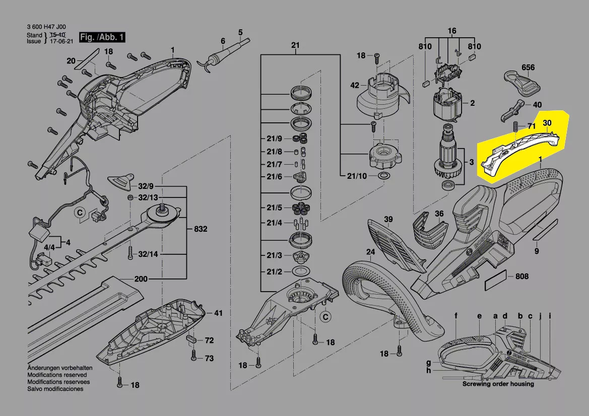 Gachette réf. 2 609 005 006 pour taille-haie Bosch